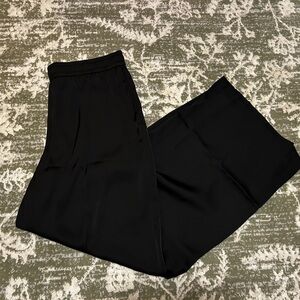 Ann Taylor Wide Leg Satin Pants In Black, Size Large Tall NWT